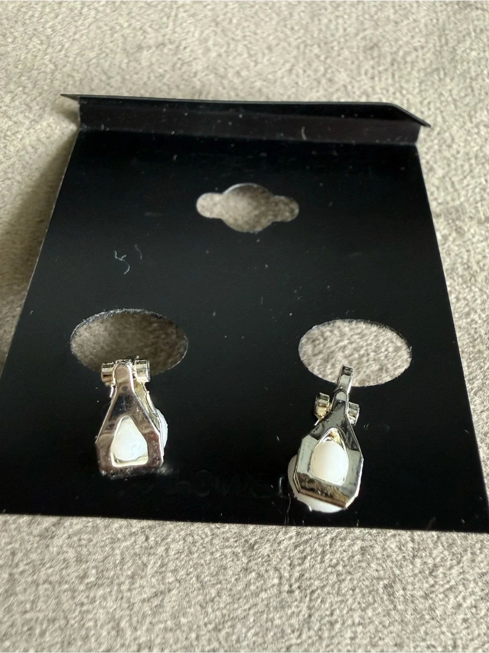 Crystal Pave Heart Stud Earrings — Silver Tone
